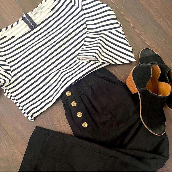 Green Envelope Tops - Green Envelope Black and White Stripe Top